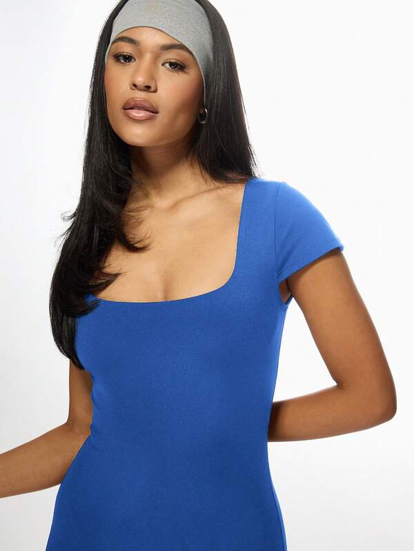 Missguided MISSGUIDED Cap Sleeve Short Dance Fitness Yoga Gymnastics Bodysuit Jumpsuit