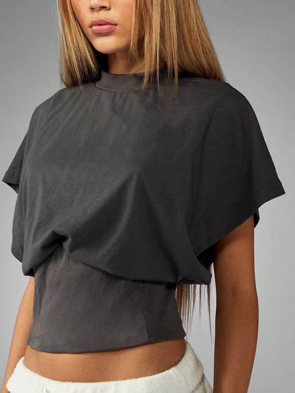 Missguided MISSGUIDED Casual Drop Shoulder Boxy Fit Crop T-Shirt
