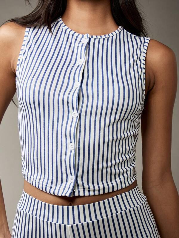 Missguided MISSGUIDED Casual High Waist Striped Sleeveless Two Piece Outfit