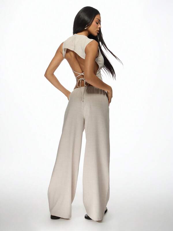 Missguided MISSGUIDED Casual Matching Co Ord Crop Top Wide Leg Pants Set