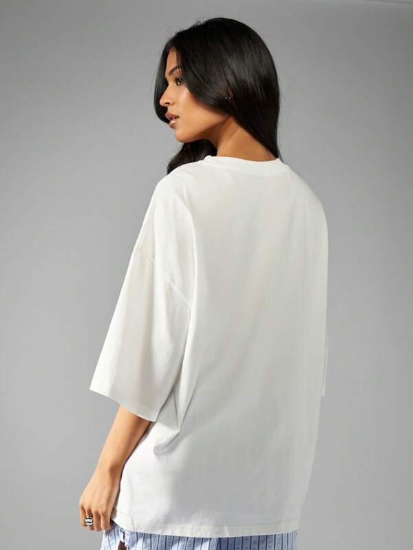 Missguided MISSGUIDED Casual Oversized T-Shirt Howdy Slogan Print