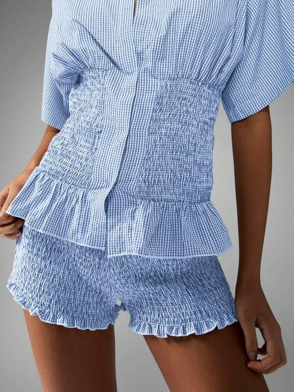 Missguided MISSGUIDED Casual Ruffle Shirred Gingham Two-Piece Outfit