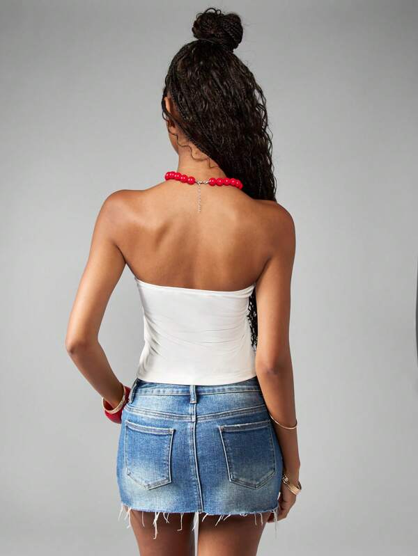 Missguided MISSGUIDED Cherry Print Bandeau Crop Top