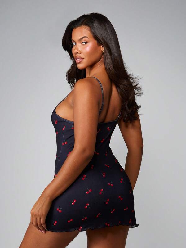 Missguided MISSGUIDED Cherry Print Cami Sleep Dress