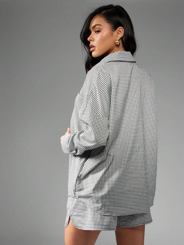 Missguided MISSGUIDED Chic Gingham Check High Waist Shirt And Shorts Co-Ord Set