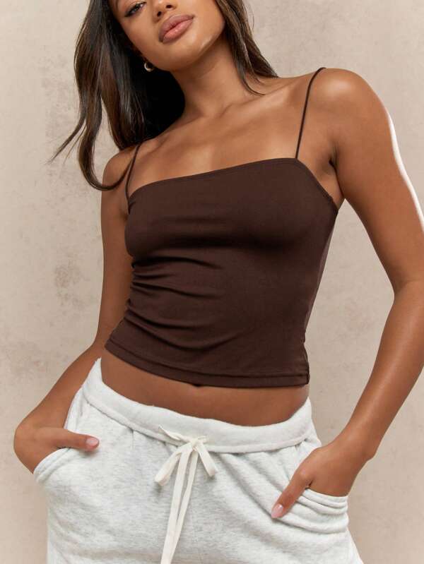 Missguided MISSGUIDED Chic Ribbed Bandeau Crop Tank Top