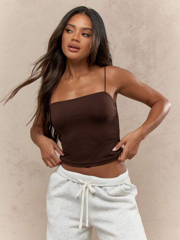 missguided MISSGUIDED Chic Ribbed Bandeau Crop Tank Top