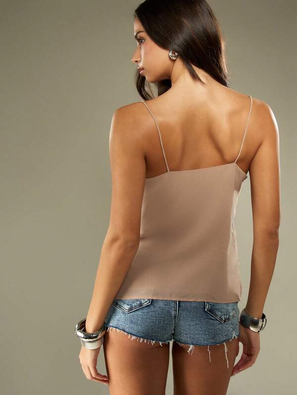 Missguided MISSGUIDED Chiffon Cami With Rhinestone Details