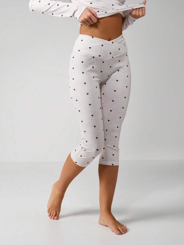 Missguided MISSGUIDED Christmas Button Through Heart Print Lounge Set