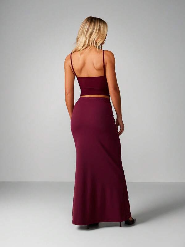 Missguided MISSGUIDED Christmas Cami Top And Maxi Skirt Set With Mesh Panels