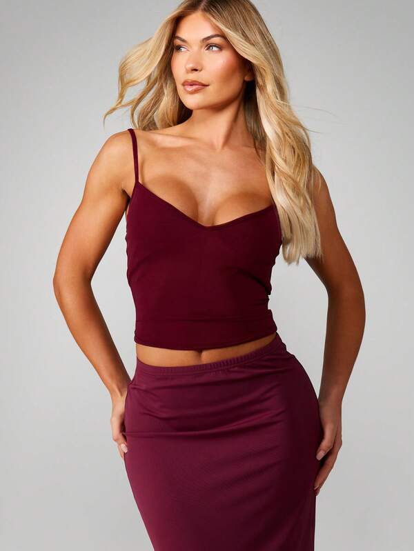 Missguided MISSGUIDED Christmas Cami Top And Maxi Skirt Set With Mesh Panels