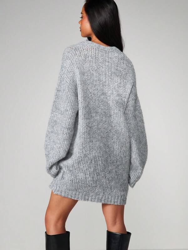 Missguided MISSGUIDED Christmas Chunky Knit Sweater Dress With Bow