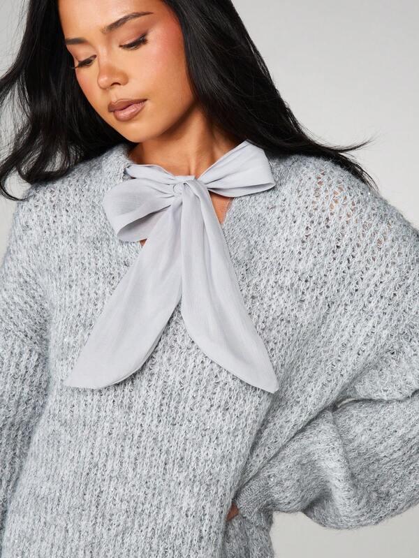 Missguided MISSGUIDED Christmas Chunky Knit Sweater Dress With Bow