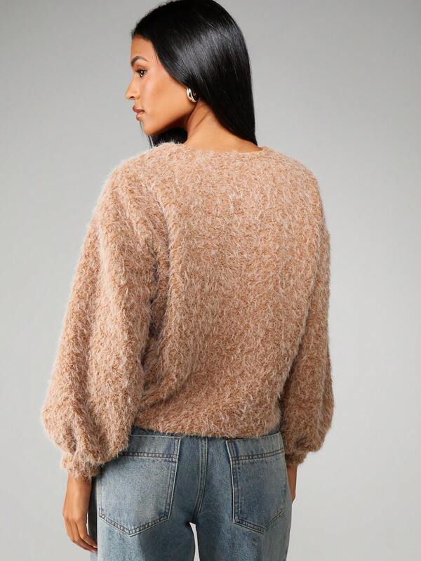 Missguided MISSGUIDED Christmas Fluffy Knit Cardigan With Hook Closure