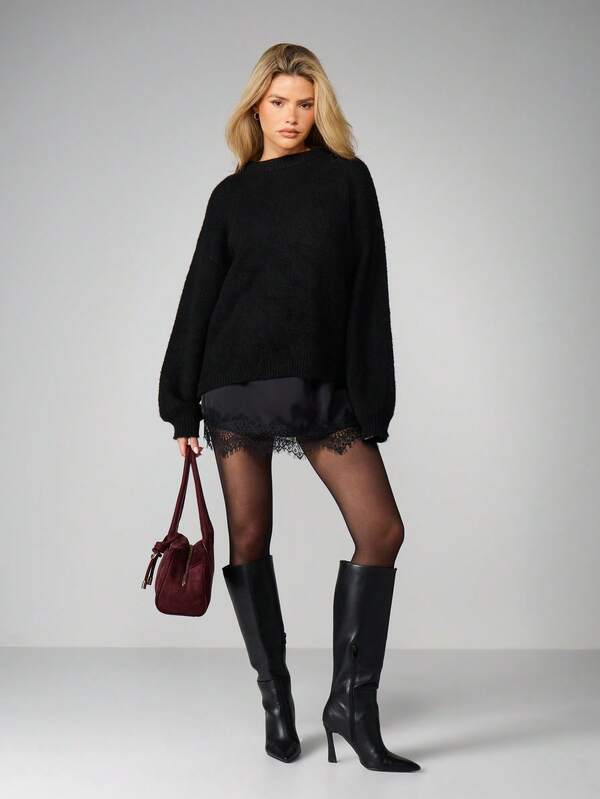 Missguided MISSGUIDED Christmas Oversized Knit Sweater With Chiffon Bow