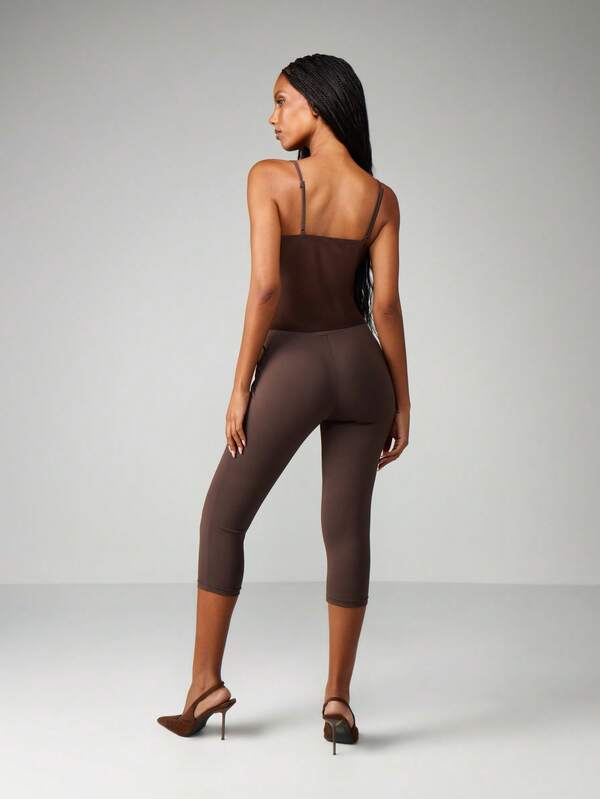 Missguided MISSGUIDED Christmas Sheer Mesh Cami With Capri Leggings Set