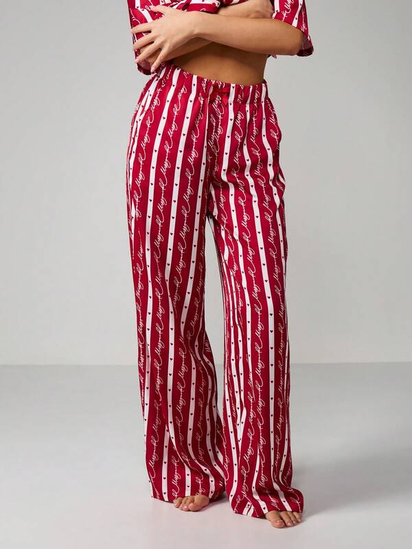 Missguided MISSGUIDED Christmas Striped Button Front Pajama Set