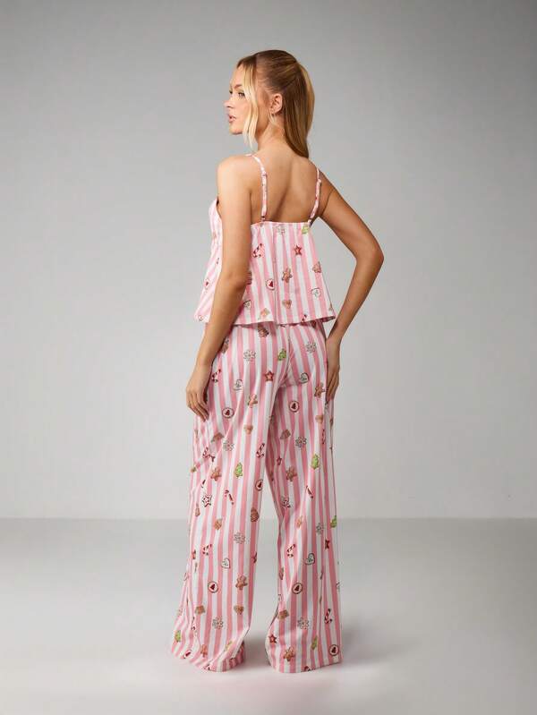 Missguided MISSGUIDED Christmas Striped Gingerbread Cookie Pajama Set