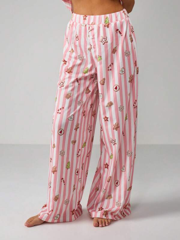 Missguided MISSGUIDED Christmas Striped Gingerbread Cookie Pajama Set