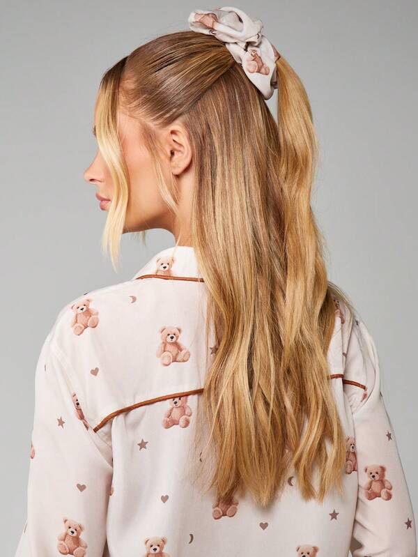 Missguided MISSGUIDED Christmas Teddy Bear Print Pajama Set With Button Front