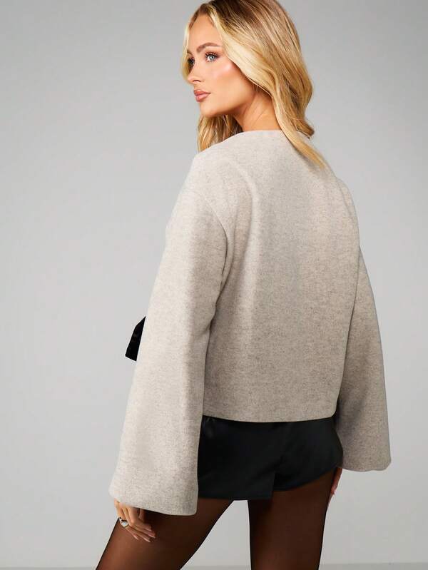 Missguided MISSGUIDED Christmas Wrap Cardigan With Bow Tie Closure