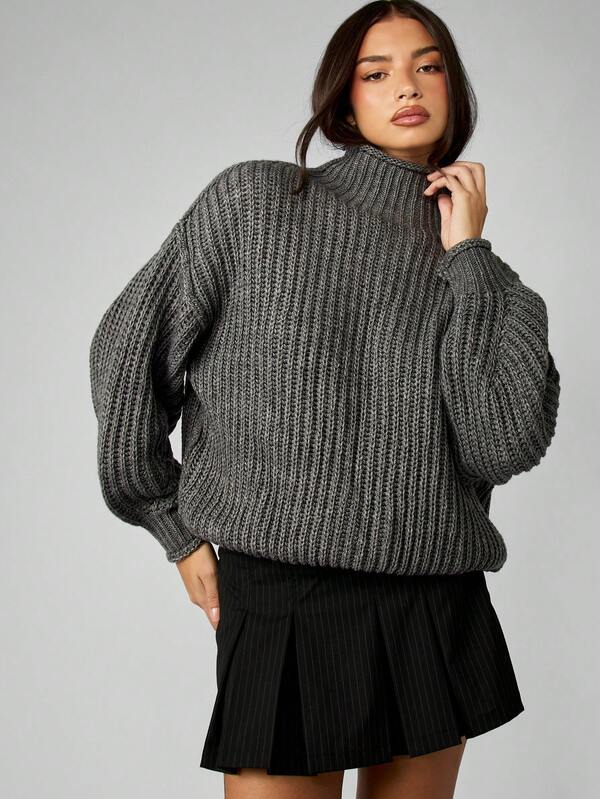 Missguided MISSGUIDED Chunky Cable Knit Turtleneck Sweater