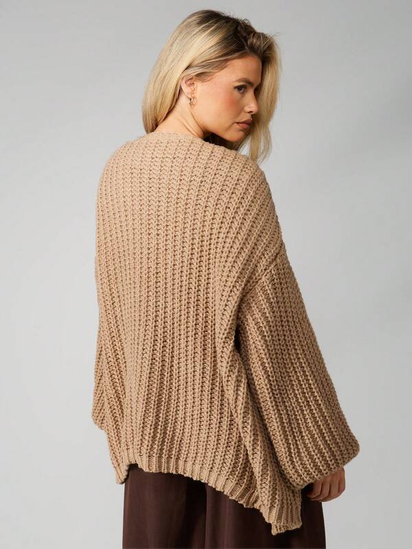 Missguided MISSGUIDED Chunky Knit Cardigan With Balloon Sleeves