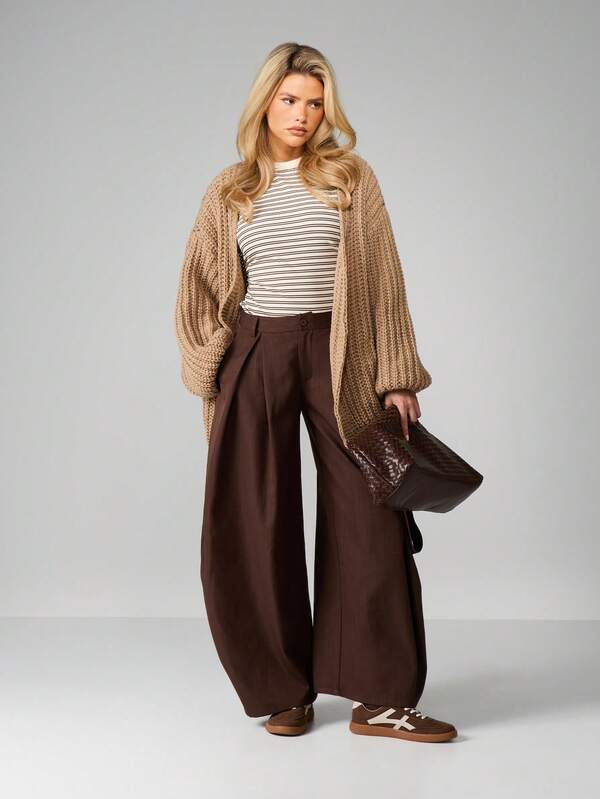 Missguided MISSGUIDED Chunky Knit Cardigan With Balloon Sleeves