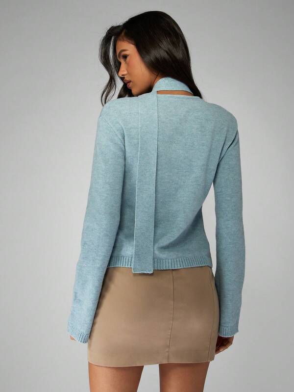 Missguided MISSGUIDED Chunky Knit Cardigan With Scarf And Cutout Detail