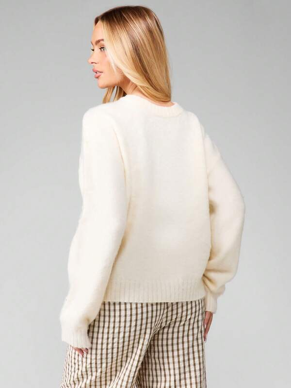 Missguided MISSGUIDED Chunky Knit Crew Neck Sweater With Long Sleeves
