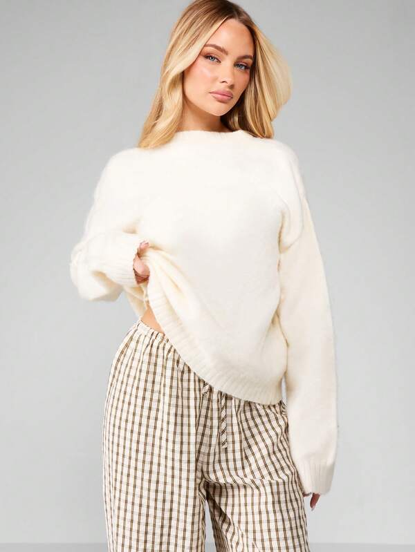 missguided MISSGUIDED Chunky Knit Crew Neck Sweater With Long Sleeves