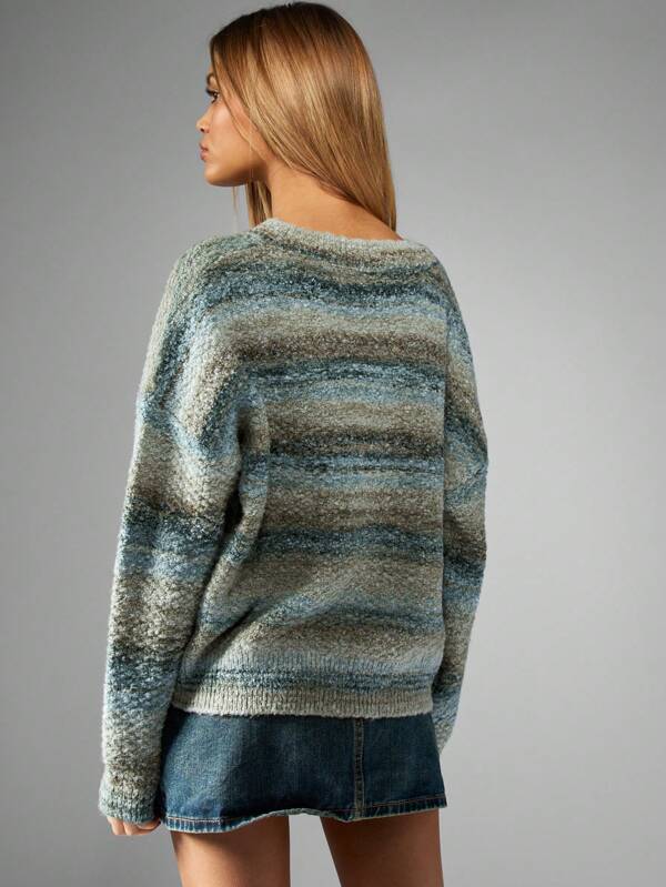 Missguided MISSGUIDED Chunky Knit V-Neck Oversized Pullover Sweater