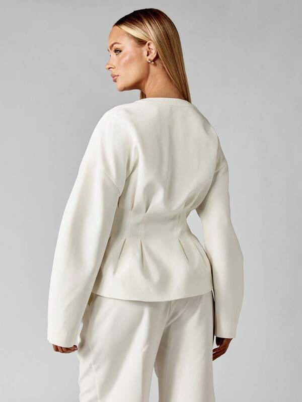 Missguided MISSGUIDED Cinched Waist Button Front Blouse