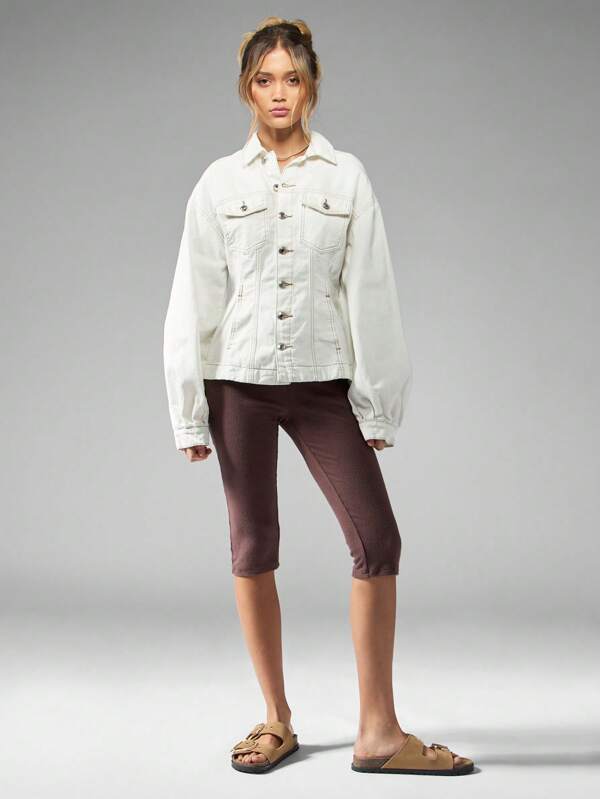 Missguided MISSGUIDED Cinched Waist Classic Fit Denim Jacket