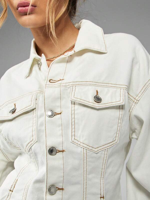Missguided MISSGUIDED Cinched Waist Classic Fit Denim Jacket
