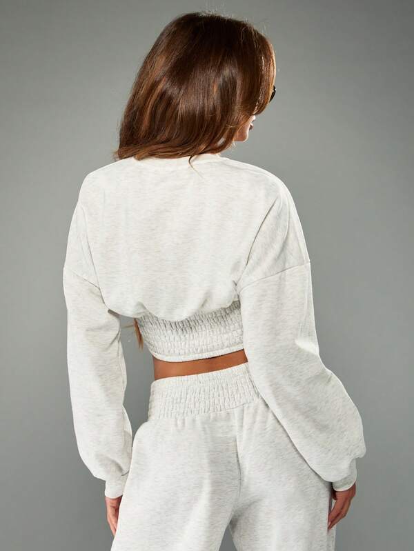 Missguided MISSGUIDED Cinched Waist Sweatshirt With Smocked Hem