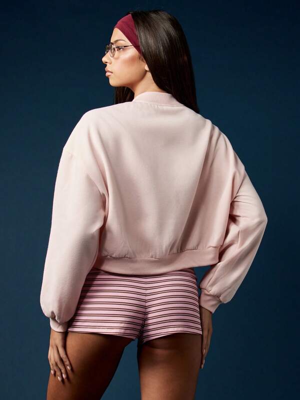 Missguided MISSGUIDED Classic Athletics Zip Through Sweatshirt With Varsity Numbers