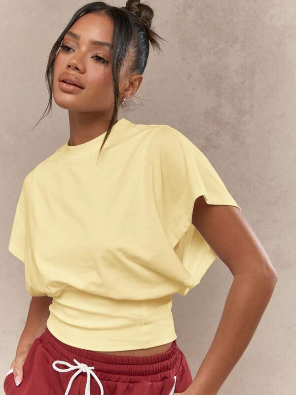 Missguided MISSGUIDED Classic Casual Crop Tee With Ribbed Hem