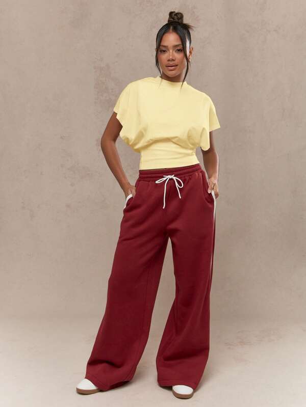 Missguided MISSGUIDED Classic Casual Crop Tee With Ribbed Hem
