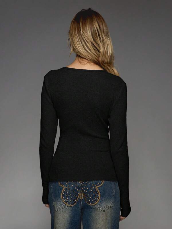 Missguided MISSGUIDED Classic Crewneck Ribbed Knit Top