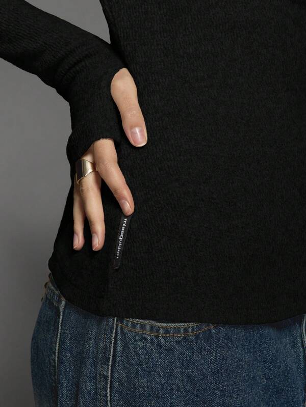 Missguided MISSGUIDED Classic Crewneck Ribbed Knit Top