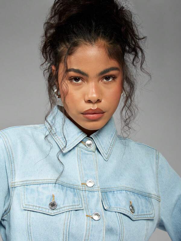 Missguided MISSGUIDED Classic Cropped Trucker Denim Jacket