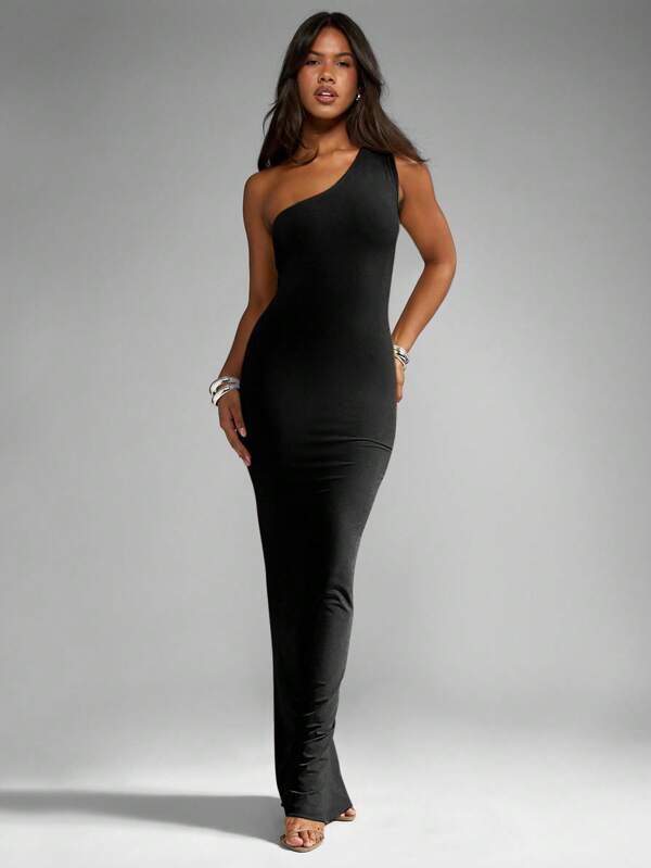 missguided MISSGUIDED Classic Elegant One Shoulder Fishtail Bodycon Maxi Dress