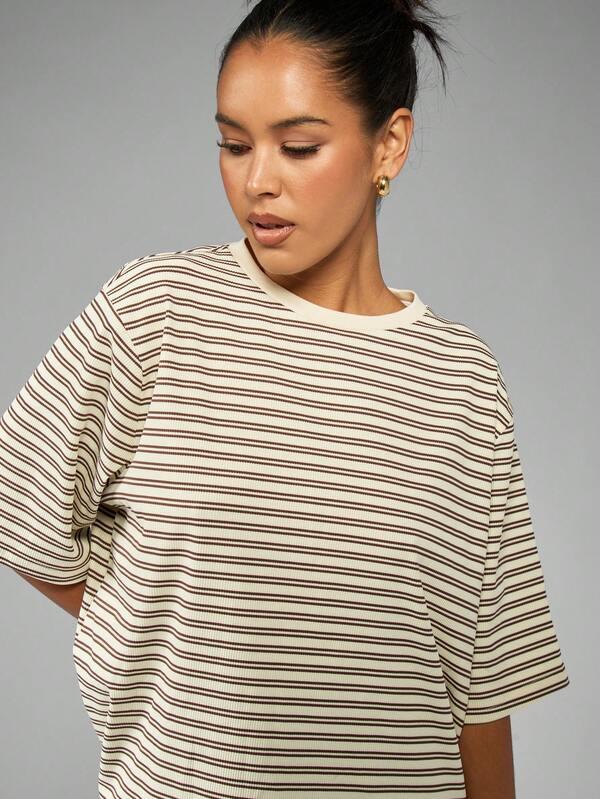 Missguided MISSGUIDED Classic Oversized Striped Short Sleeve T-Shirt