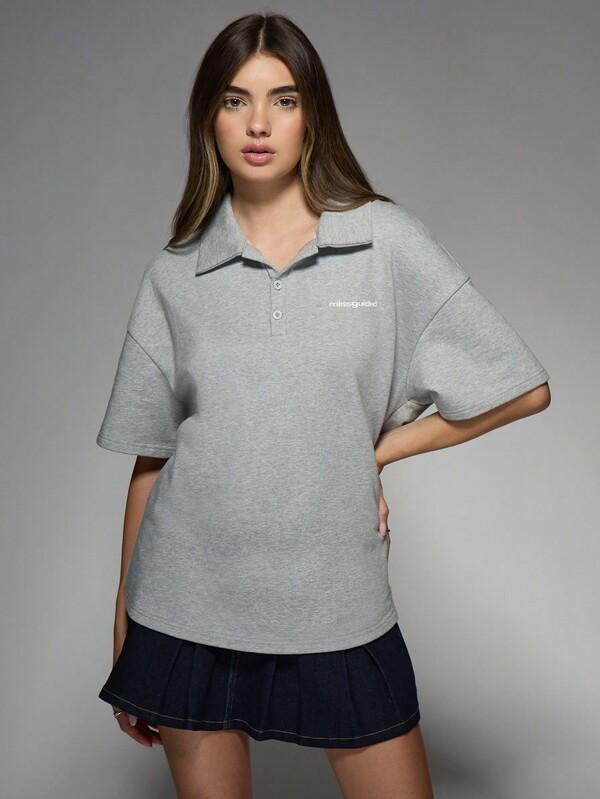 Missguided MISSGUIDED Collar Detail Oversized Boxy T-Shirt