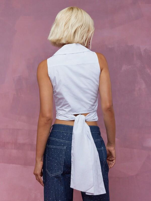 Missguided MISSGUIDED Collar Halter Neck Wrap Around Crop Top