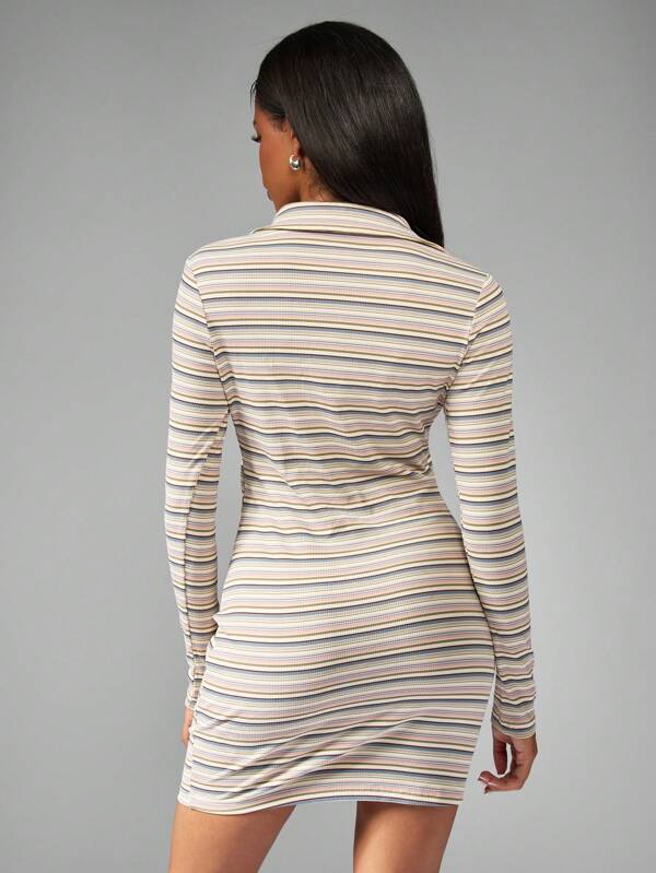 Missguided MISSGUIDED Collared Button Up Mini Dress With Stripes