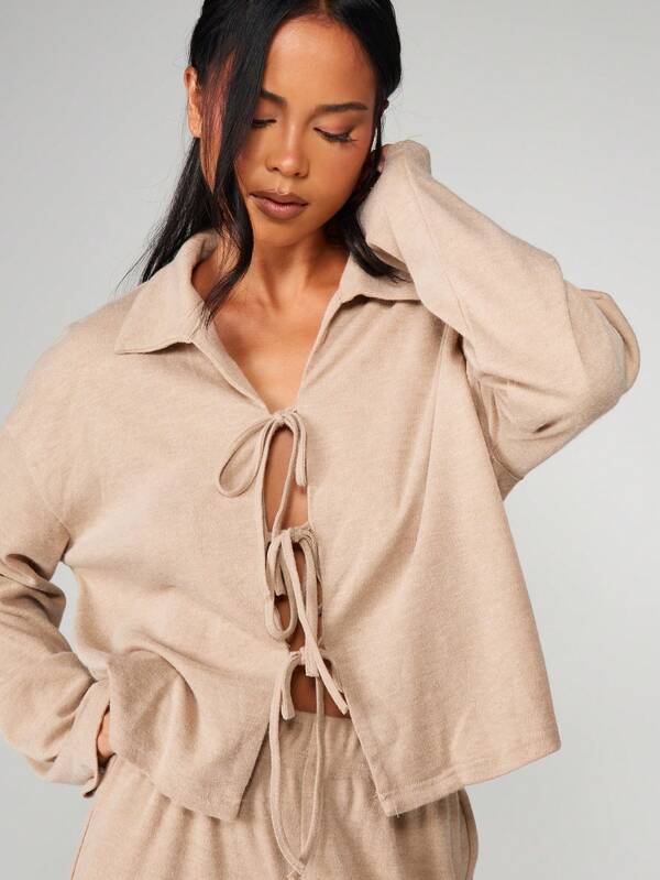 missguided MISSGUIDED Collared Cardigan With Tie Front