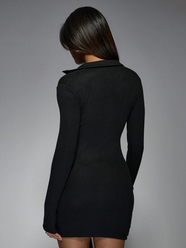 Missguided MISSGUIDED Collared Mini Dress With Draped Side Detail