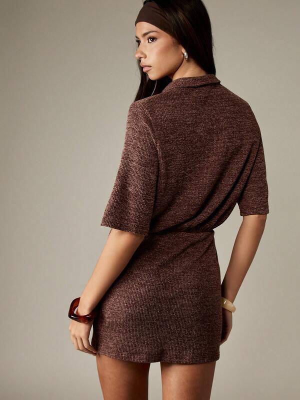 Missguided MISSGUIDED Collared Polo Mini Dress With Ribbed Knit Texture
